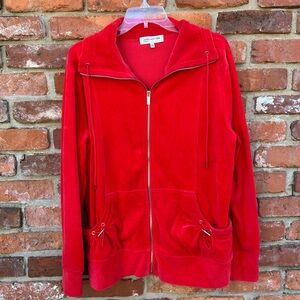 Jones New York Sport Women’s Red Soft Velour Full Zip Jacket XL NWOT
